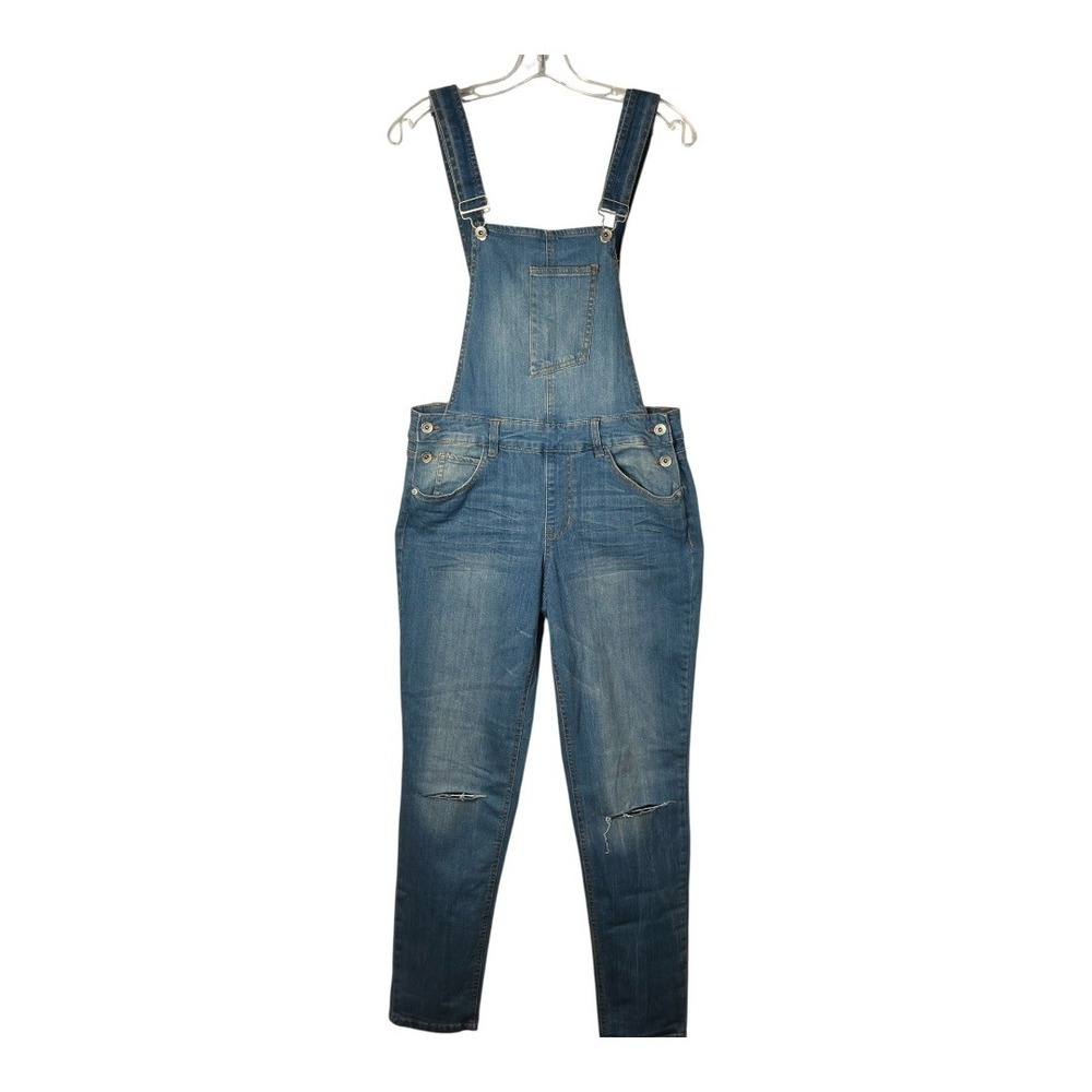 Dollhouse Denim Overalls Jumpsuit Distressed Ripped Jeans Blue Size 11 Junior‎